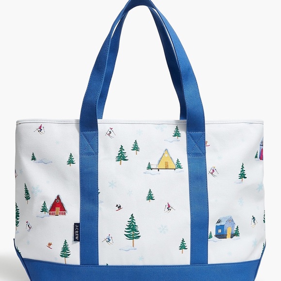 J. Crew Ski Structured Canvas Tote w/Zipper - Picture 2 of 7